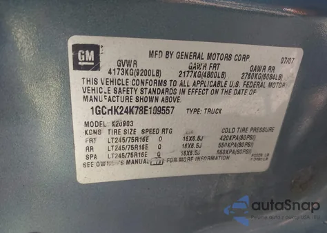 2008 Chevrolet Silverado 2500Hd Work Truck z USA, uszkodzony, nr VIN 1GCHK24K78E109557